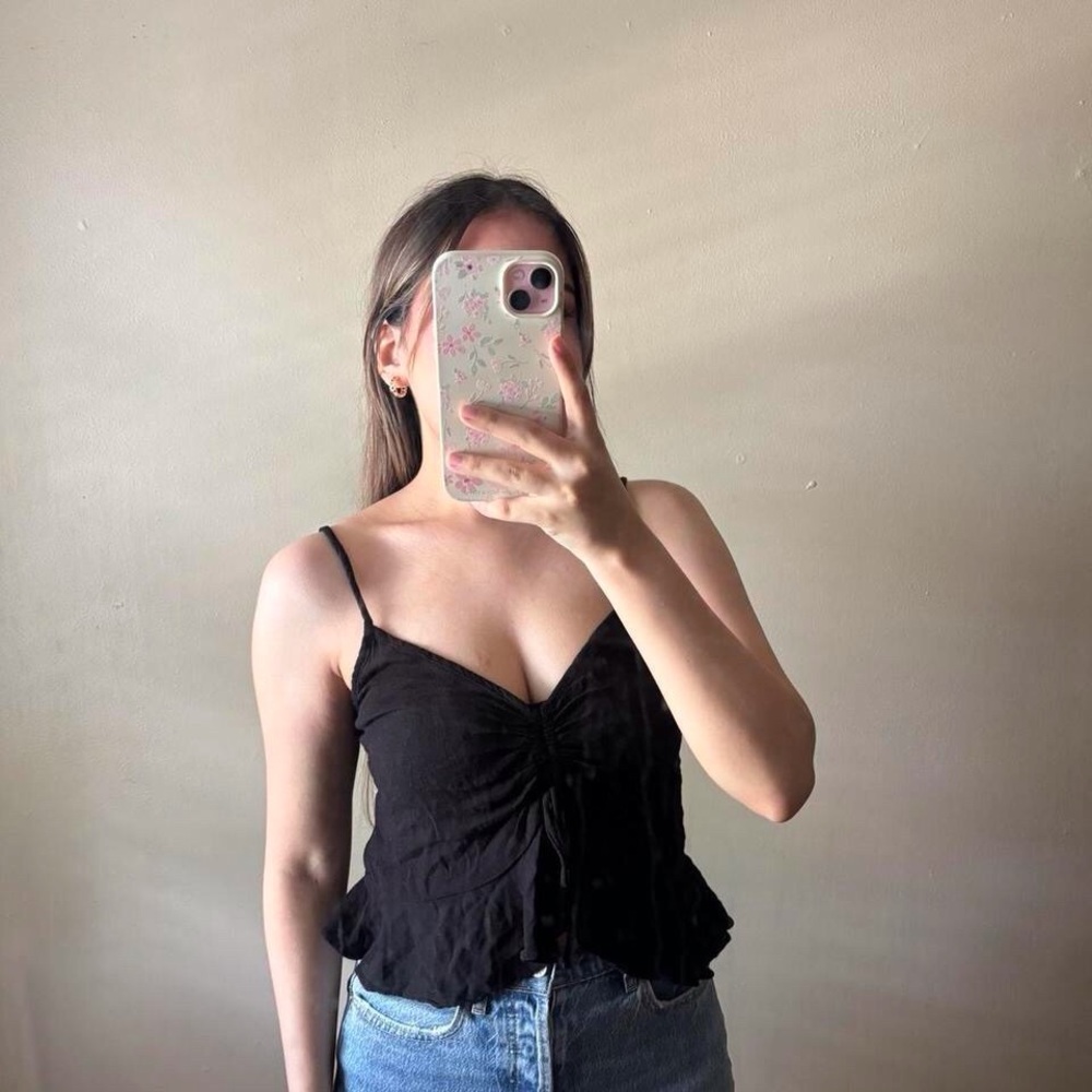 Black Ruffle Blouse Cami top